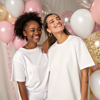 Diverse Group in Oversized T-Shirt Mockup