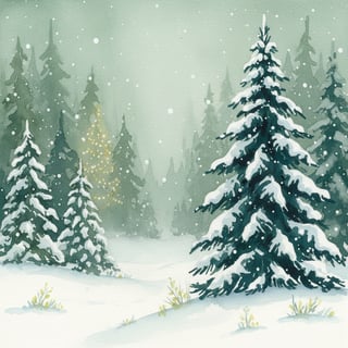 Serene Winter Forest Watercolor