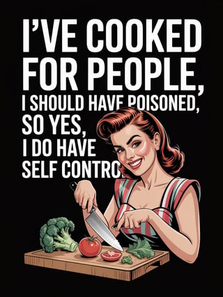 Retro Winking Woman with Veggies