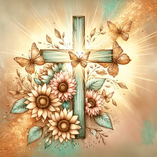 Rustic Christian Cross with Glitter