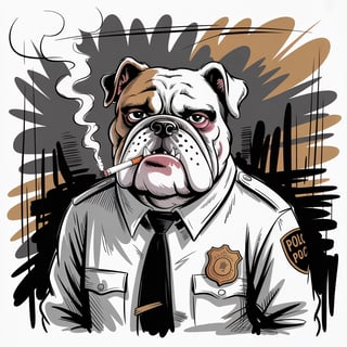 Dog in Police Uniform Sketch