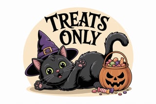 Cute Halloween Black Cat Scene