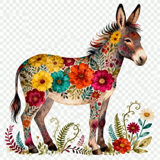 Boho Floral Donkey Illustration