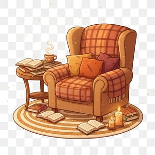 Cozy Autumn Reading Nook Illustration