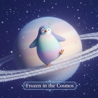 Pastel Penguin on Saturn's Rings