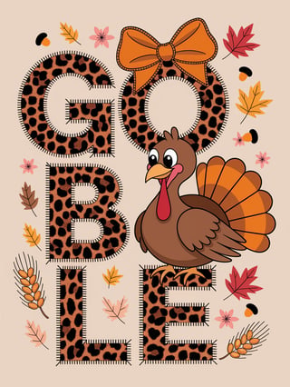 Thanksgiving GOBBLE Leopard Print Design