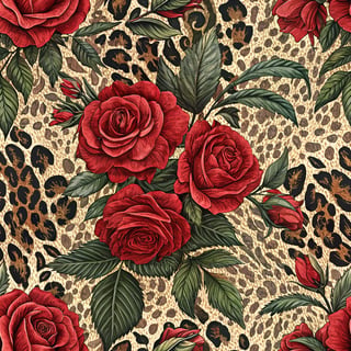 Bold Leopard Print with Red Roses