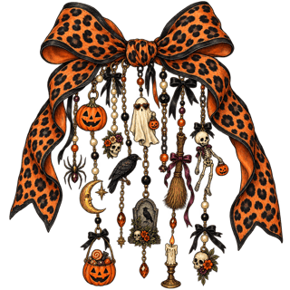 Vintage Halloween Bow & Charms