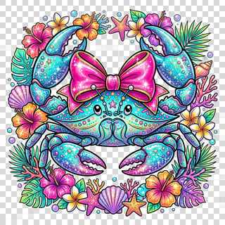 Vibrant Blue Crab Fantasy Illustration