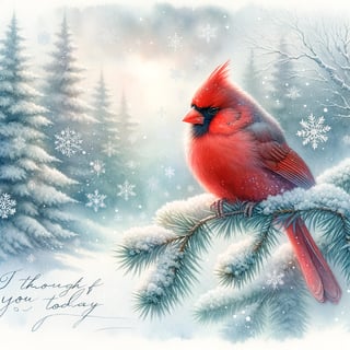 Winter Cardinal Watercolor Scene
