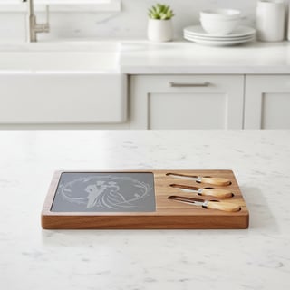 Acacia Slate Cheese Board with Knives