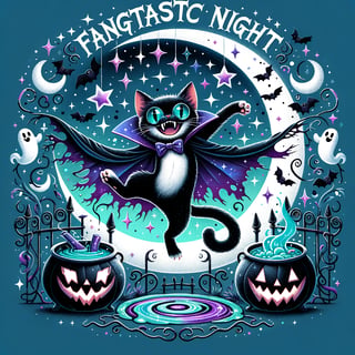 Halloween Breakdancing Vampire Cat