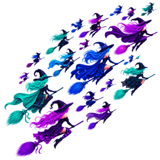 Neon Witches Vector Illustration