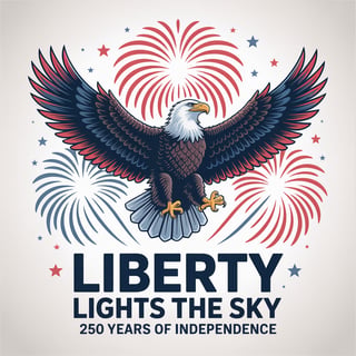 Eagle with Patriotic Fireworks