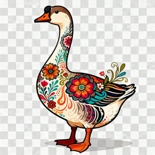 Boho Floral Goose Illustration