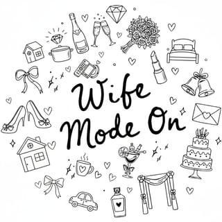 Wife Mode On Hand-Drawn Doodle Design