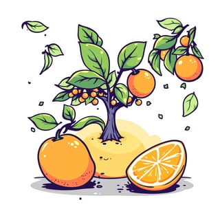 Kawaii Orange Citrus Grove T-Shirt Design