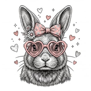 Vintage Chalk-Etch Rabbit Illustration