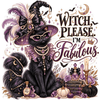 Glamorous Watercolor Halloween Cat