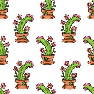 Humorous Cartoon Cacti Pattern