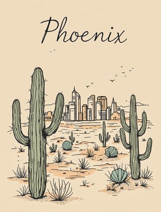 Phoenix Skyline Hand-Drawn Sketch