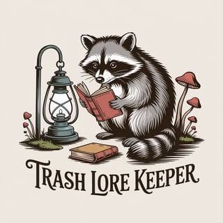 Raccoon Reading Etching Artwork