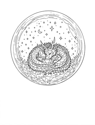 Dreamlike Dragon in Bubble Illustration