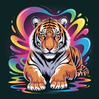 Neon Psychedelic Tiger Illustration