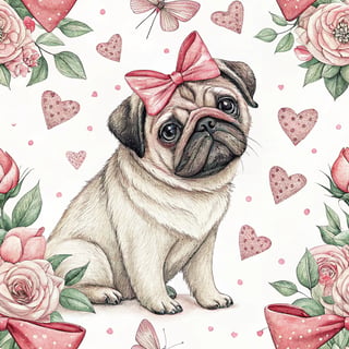 Adorable Pug with Coquette Style