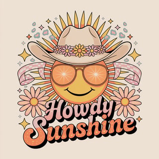 Howdy Sunshine Retro Cowgirl Tee