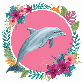 Neon Bottlenose Dolphin Vector Art