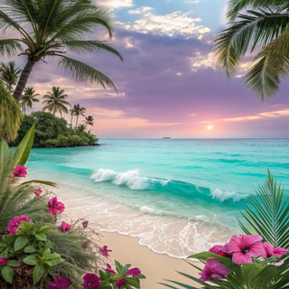 Elegant Tropical Beach and Ocean Scene