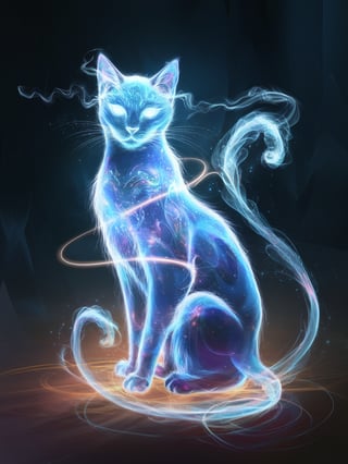 Ethereal Cat with Glowing Trails
