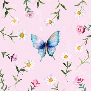 Watercolor Butterfly and Floral Illustration
