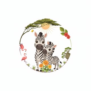 Elegant Central Zebras in Vibrant Scene