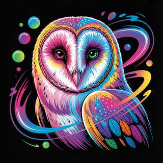 Vibrant Psychedelic Neon Owl Illustration