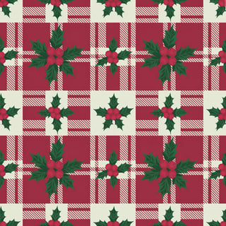 Crimson Plaid with Holly Berries