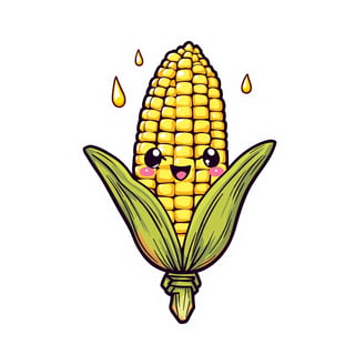 Kawaii Corn on the Cob T-Shirt Design