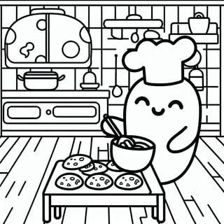 Kawaii Ghost Baking Cookies Line Art