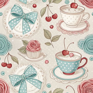 Feminine Tea Party Seamless Pattern