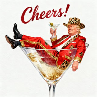 Trump MAGA in Glittery Martini Glass