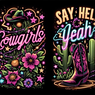Neon Western Floral Design
