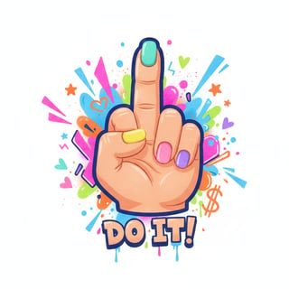 Colorful Cartoon Middle Finger Illustration