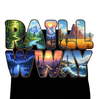 Railway Landscape Bubble Font Tee