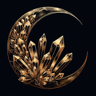 Gothic Gold Crescent Moon Drawing