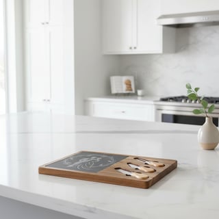 Acacia Slate Cheese Board with Knives