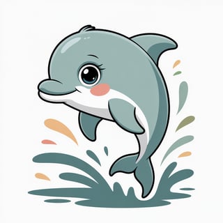 Cute Animated Baby Dolphin Art