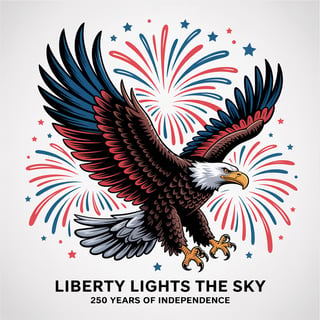 Eagle with Patriotic Fireworks
