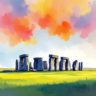 Stonehenge Ink and Watercolor Poster