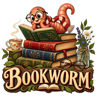 BOOKWORM Bespectacled Worm on Vintage Books